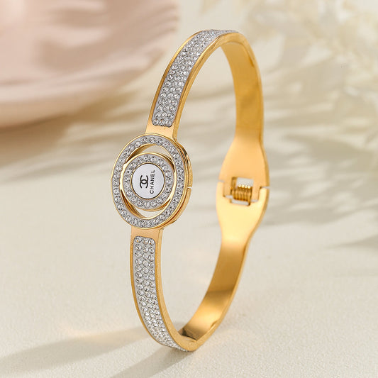 Ayamusuae™ Beautiful Gold Chanel Logo Bangle Bracelet