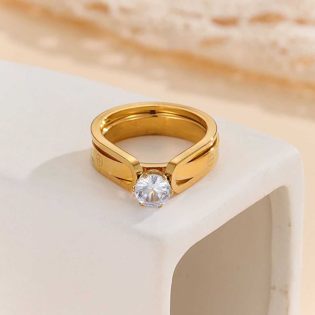 Ayamusuae™ Elegant Golden Dou Halo Ring